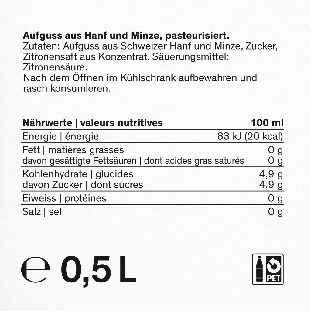 Heimat Hanf Eistee - Fresh Cannabis Ice Tea - Spezifikationen
