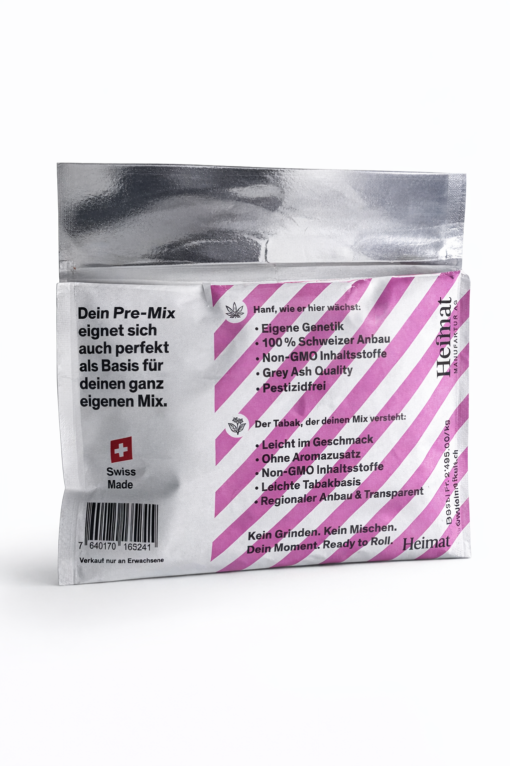 Heimat Hanf x Tabak Raw Heidi - Qualitätsmerkmale Hanf und Tabak, Swiss Made Badge