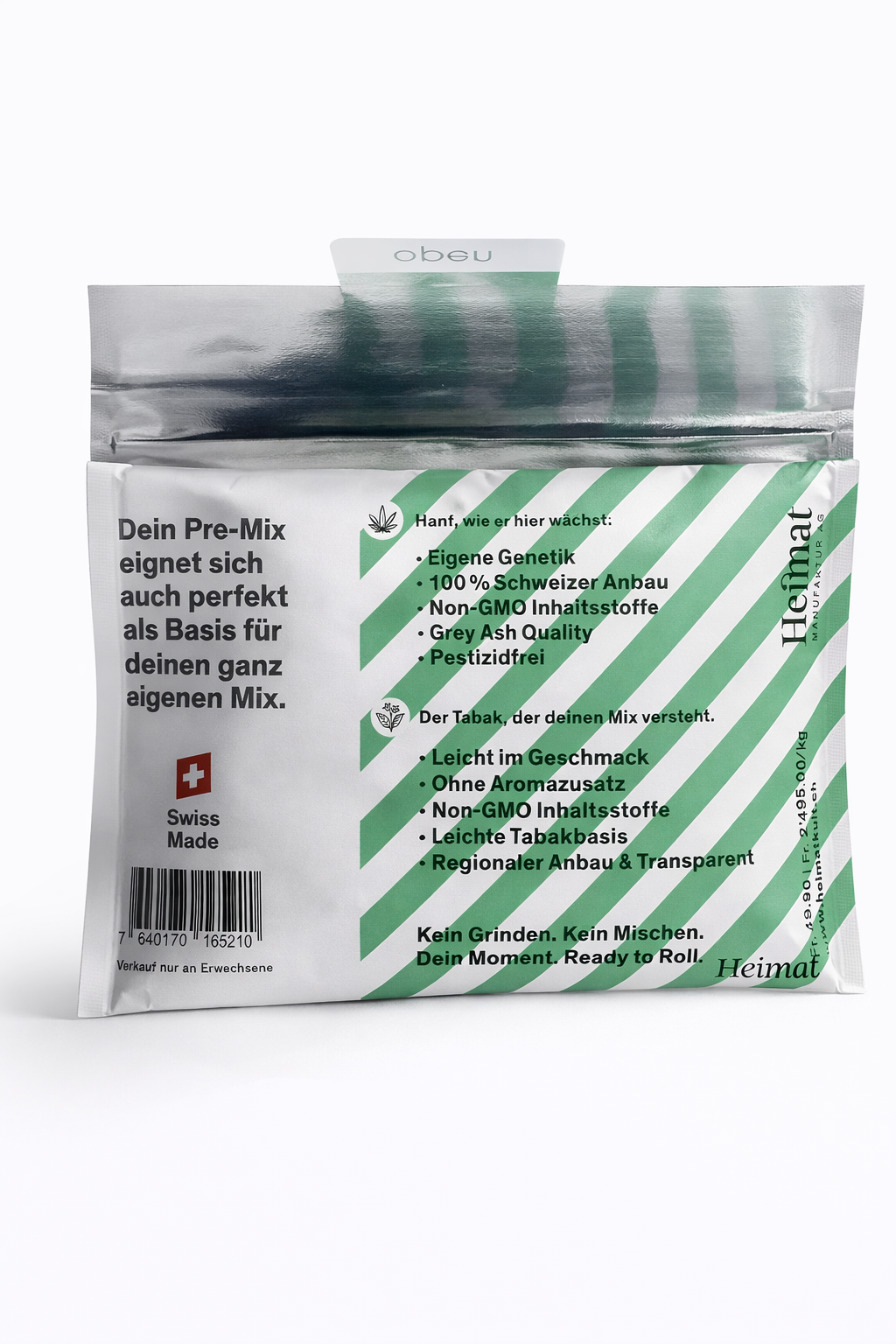 Heimat Hanf x Tabak Raw Ernst - Qualitätsmerkmale Hanf und Tabak, Swiss Made Badge