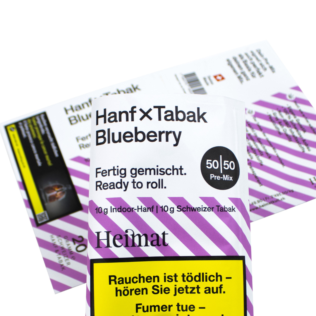Hanf x Tabak Raw Heidi - 50|50 Pre-Mix Beutel mit pinken Streifen, 20g, Swiss Made