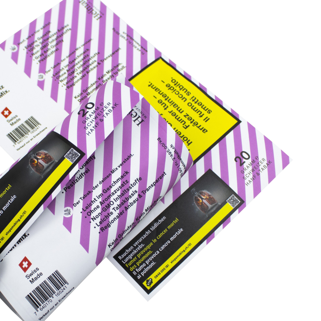 Heimat Hanf x Tabak Raw Heidi - Qualitätsmerkmale Hanf und Tabak, Swiss Made Badge