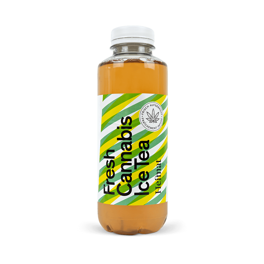 Heimat Hanf Eistee, frisch aufgebrüht aus Schweizer Hanf und Kräutern (Fresh Cannabis Ice Tea)